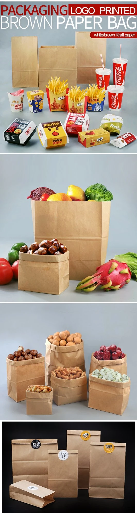 Flat Bottom Recycled Natural Kraft Paper Bags Sos Pouch Paper Bag for Bread Food