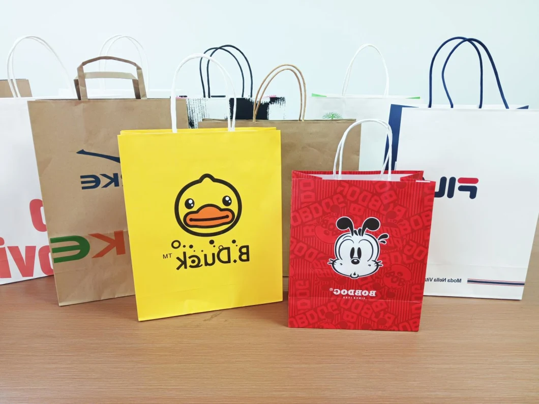 Heavy Duty Colored Turnover Top Reinforced Bottom Paper Shopping Bags