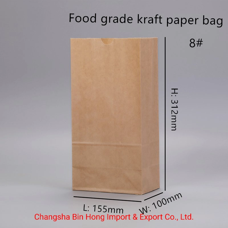 Sandwich Food Packaging Snack Food Sos Brown Kraft Paper Bags for Green Tea