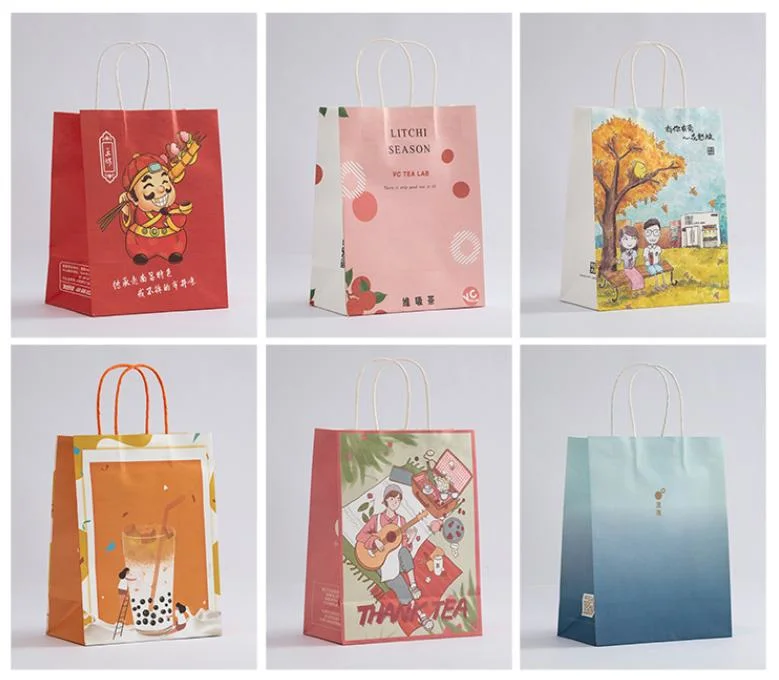 Kraft Paper Shopping Gift Recycled Twisted Handle Delivery Paper Bag