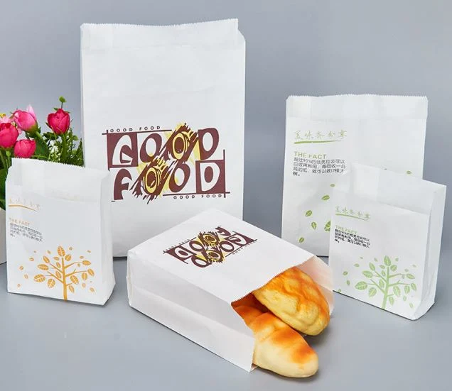 Factory Wholesale Custom Printed White Kraft Sos Paper Bag for Fast Food Take-out