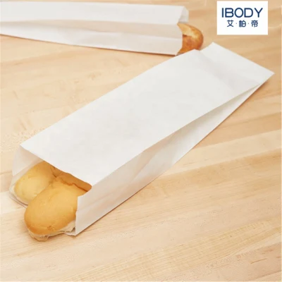 Bolsa de papel de embalaje inferior de pellizco de baguette francesa de panadería a prueba de grasa para personalización básica