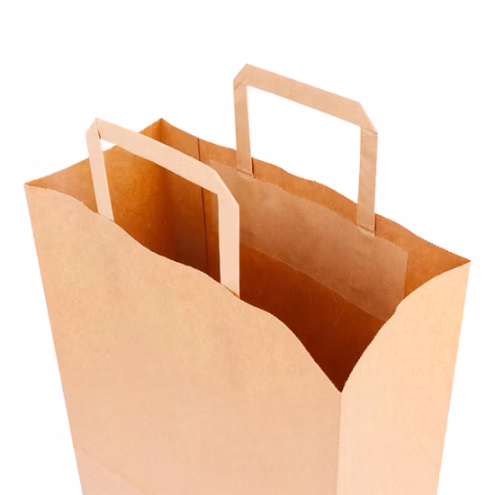 Bolsa de papel Kraft con asa plana para sándwich de pan de gran oferta para comida rápida para llevar