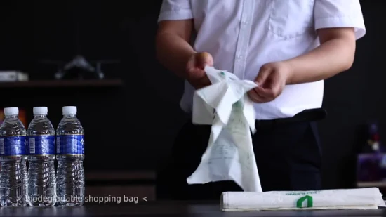 Respetuoso con el medio ambiente, sin plástico, con asa, fabricado en almidón, biodegradable, para llevar en el supermercado, diseño de bolsas de la compra a bajo precio