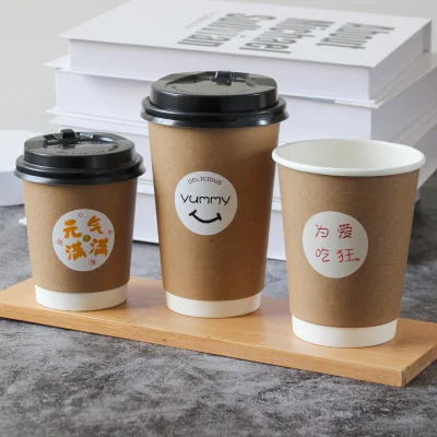 Taza de doble pared, 8 onzas, desechable, café caliente, negocios, vasos de papel para llevar, cubo para palomitas de maíz