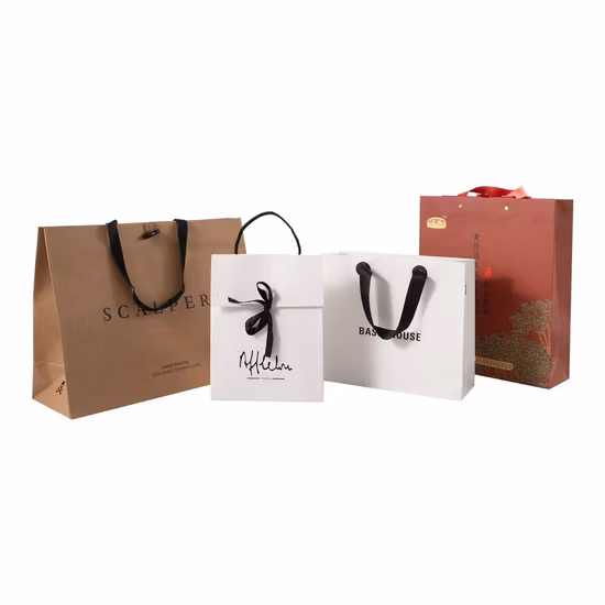 Bolso de compras con logotipo personalizado Hombro reutilizable Bolsas de compras de papel de regalo de cartón corrugado de papel troquelado