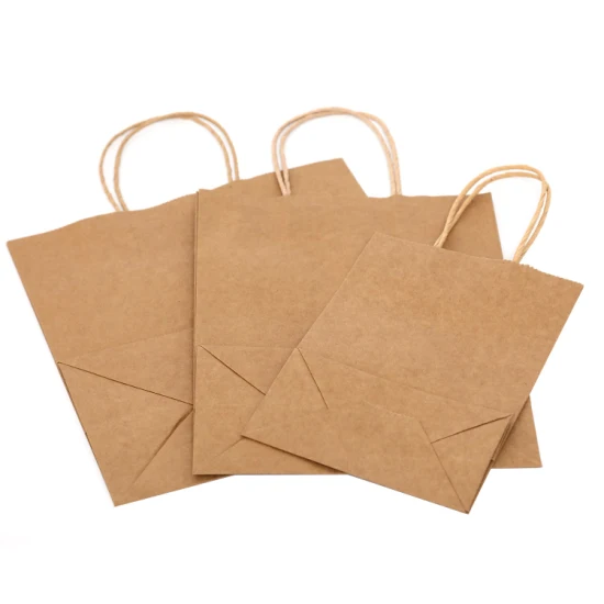 Bolsa de papel desechable para protección del medio ambiente, bolsa con asa y bolsa plana Serie de papel Kraft Bolsa de papel