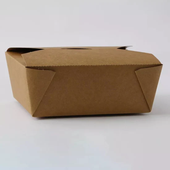 Bandejas de alimentos Kraft, contenedores de alimentos emergentes de 4 esquinas, bandejas de contenedores de alimentos de cartón a prueba de grasa para fiestas, caja de papel de bocadillos marrón plegable desechable