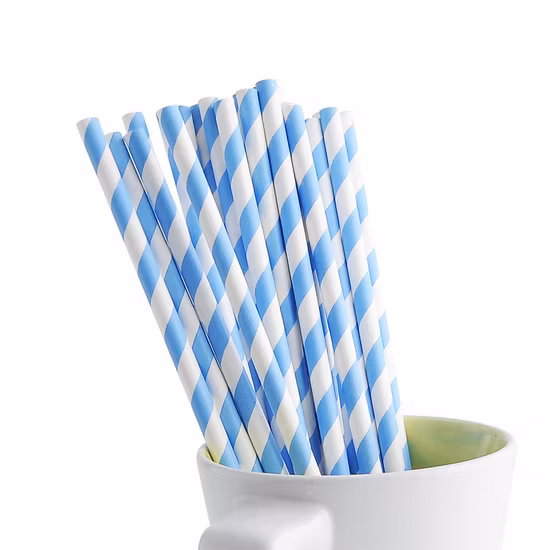 Paja de papel biodegradable desechable con tapa de Navidad para fiestas