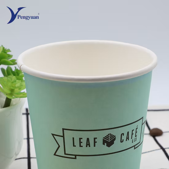 Taza de papel caliente de café personalizada compostable biodegradable forrada PLA con tapa