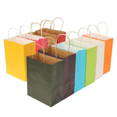 Bolsas de fiesta reciclables con asas Bolsas de regalo de papel Kraft Shop Booty Shopping Bags Women's No Zipper Fashion Wholesale
